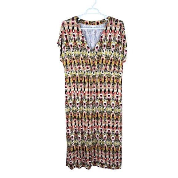 J. Jill Womens XL Aztec Southwest Geometric Print Empire Waist V-Neck Maxi Dress - Picture 5 of 13